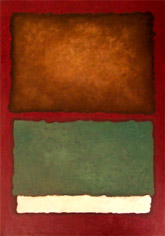 Colorblocks #6. Abstract blocks of painted color in rich tones of earthy brown and green. In the style of Rothko.