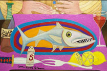 Whimsical Fish and Lemons Painting by James Homer Brown