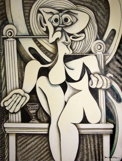 Cleopatra: black and white oil painting by James Homer Brown
