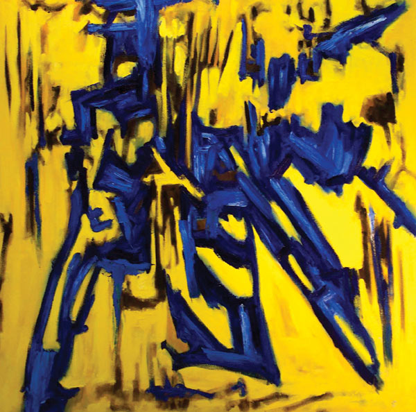 Maize and Blue Artwork: Go Michigan Abstract Oil Painting