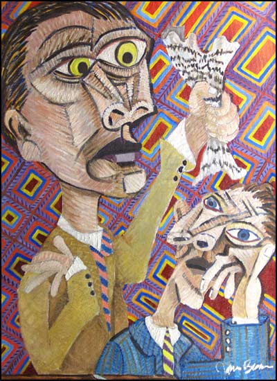 Numbers Guy #18 Picasso's Accountant: Satirical abstract portraits about Wall Street and Business by James Homer Brown - an award winning Michigan artist and member of the Detroit Art Scene.